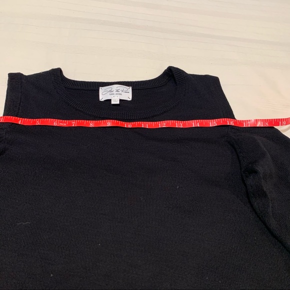 Cold shoulder midi black knit dress with long sleeves. - Picture 7 of 9